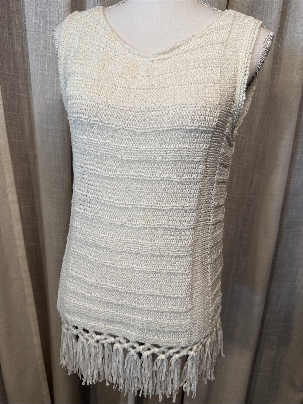 NWT - Lilly Pulitzer Luca Sweater Creamy White Fringe Crochet Tank Top-Medium